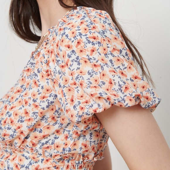 Dynamite orange and white dainty floral crop top XS - Picture 4 of 12